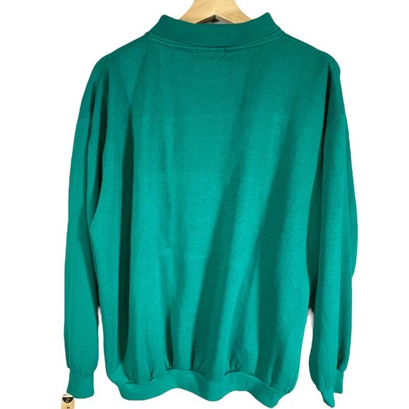 VTG 90s Grannycore Lauren Brooke Collared Crewneck Sweatshirt SIZE MEDIUM Green - Picture 2 of 7